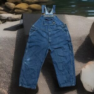 Y2k Berne Washed Blue Denim Bib‎ Overalls 50" Work Farm Grandpacore DEADSTOCK